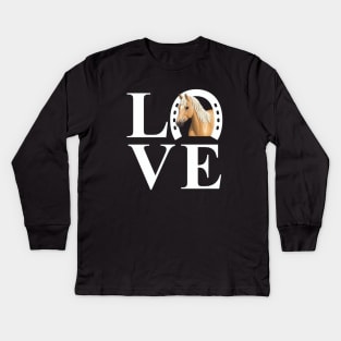 I Love Horses Palomino Horse Kids Long Sleeve T-Shirt